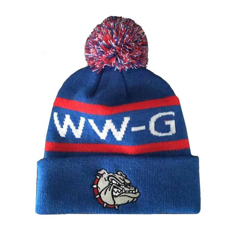 China Made Sports Jacquard Acrylic Unisex Custom Warm Winter Knitted Hats