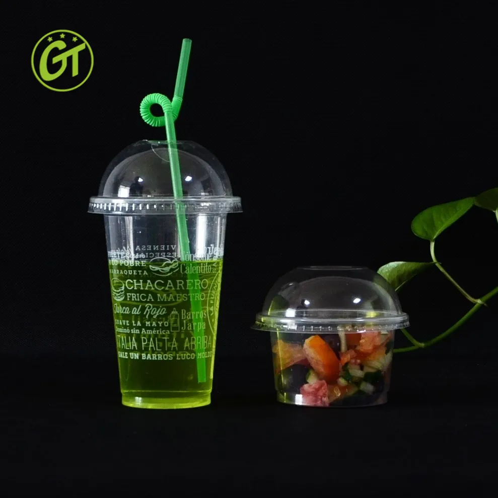 Disposable Plastic Cup for Juice Beverage Bubble Tea Cups with Straw Juice and milkshakes takeaway glasses