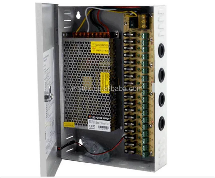 CCTV 18 выходной канал, работающего на постоянном токе 12 В в 20A автоматический сброс предохранитель CCTV распределенный блок питания для камеры видеонаблюдения