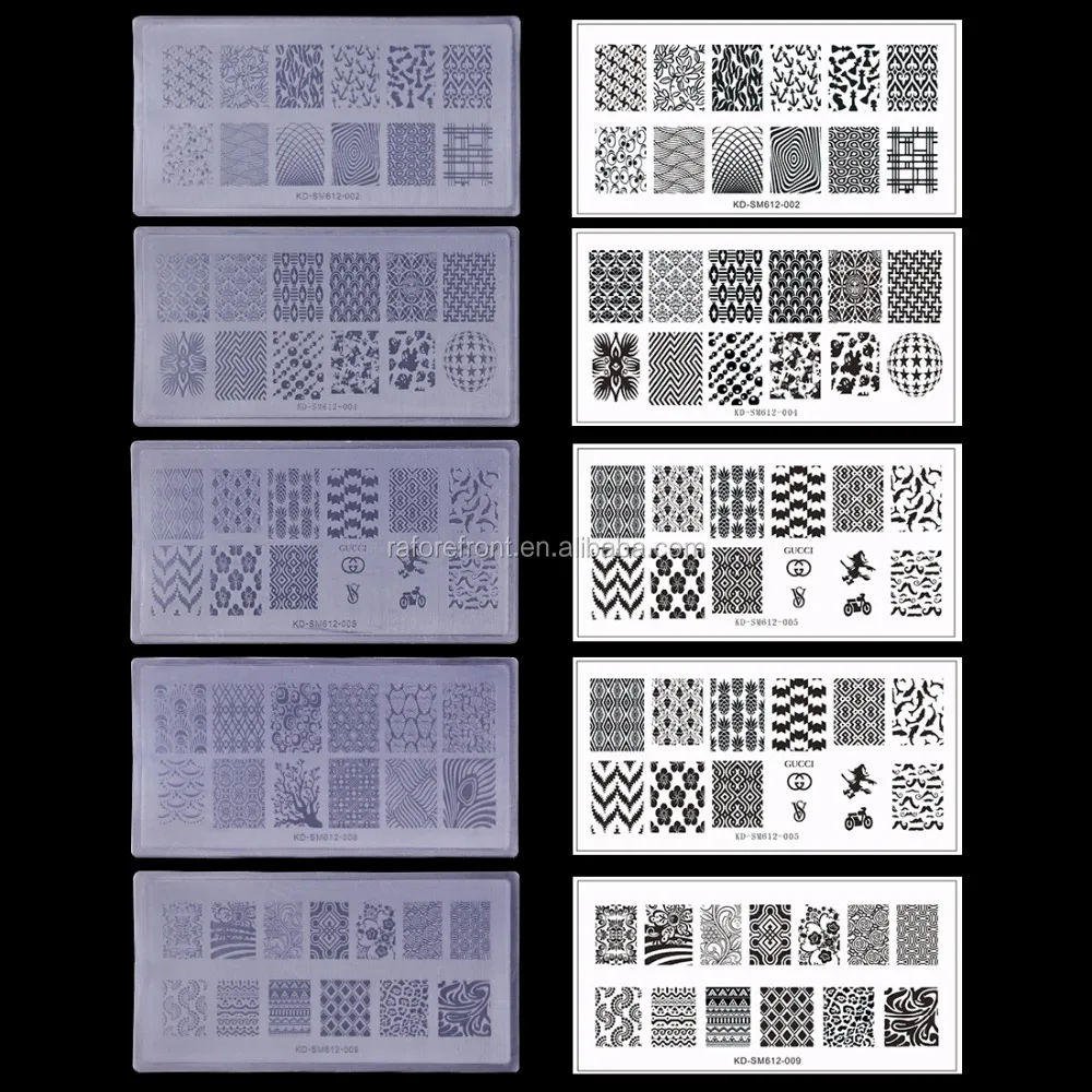 Plastic Nail Art Stamping Plates Geometric Patterns Clear Stamper Manicure Template Nail Tools KD-SM