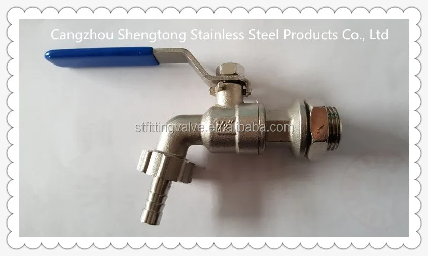 
Stainless steel ball bibcock and water tap ANSI 316 with hose connector 