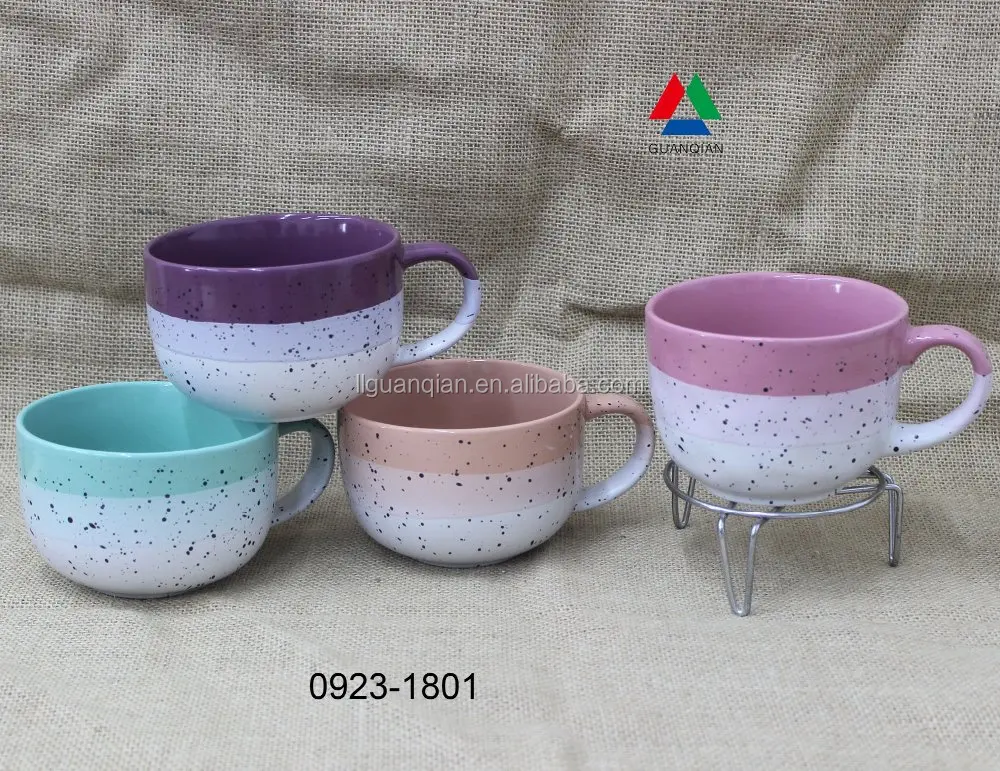 Оптовая продажа с завода, керамическая суповая кружка с черными красками объемом 16 унций