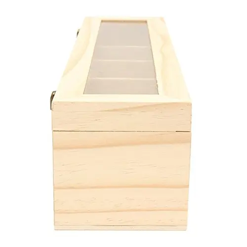 Antique Chest Tin Caddy Holder Glass Lid Pine Wood Dry Food Storage Container Organizer