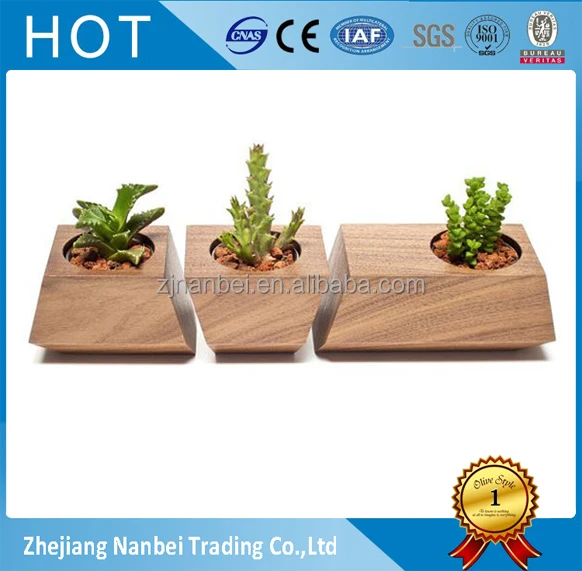 2024 Custom modern decorative wooden planter box, small wood succulent pots