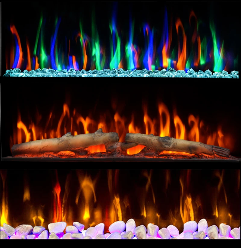 Многоцветный плоский и современный настенный Электрический каминный нагреватель с дистанционным управлением