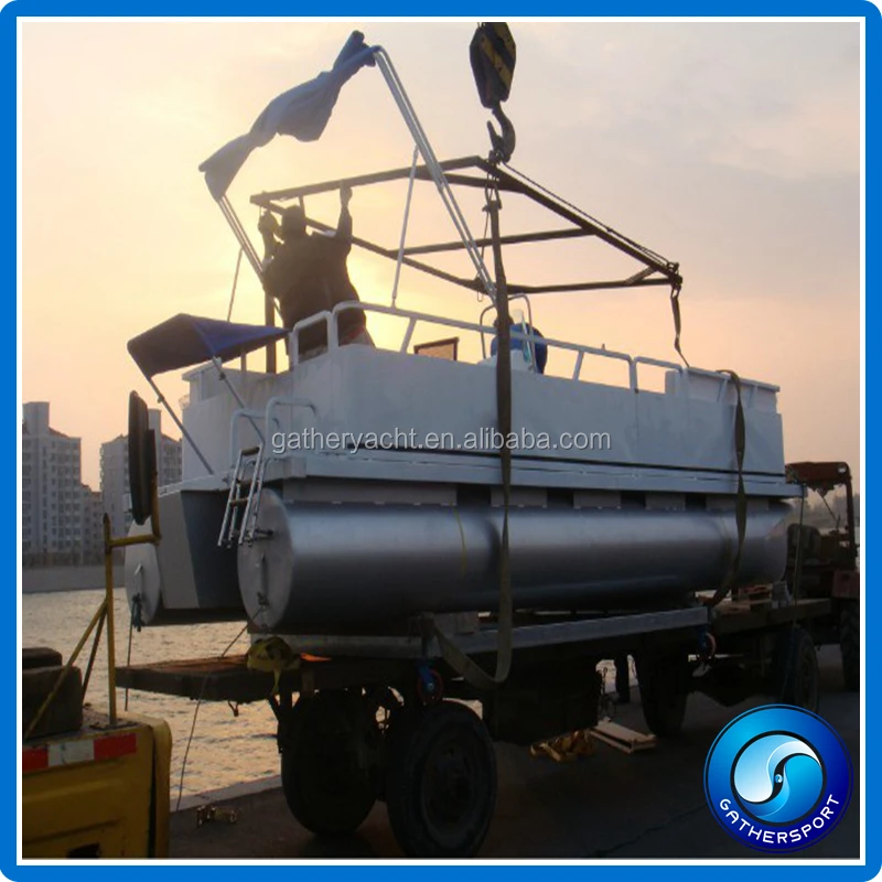 Custom Wholesale Sports Luxury 19Ft Aluminum Floating Pontoons Boats Party Barge Pontoon Boat Furniture With Motor Engines