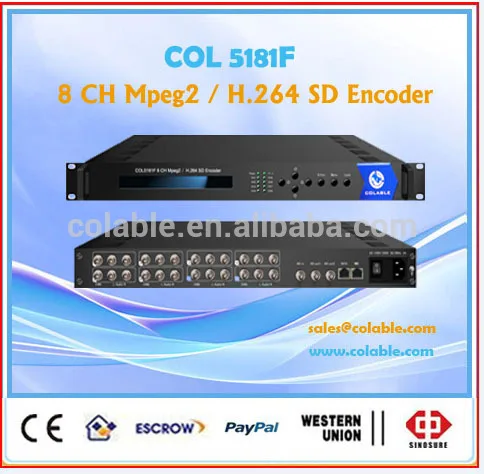 Кабельного телевидения оборудования 8 в 1 mpeg2 кодер, H.264 SD кодер COL5181F
