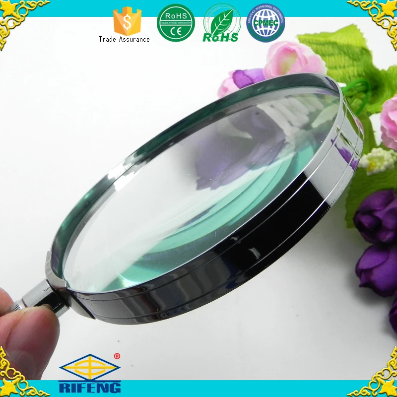 hot sale semimetal Glass Material 75mm magnifying glass:Handheld metal magnifier;semimetal,wooden handle magnifier
