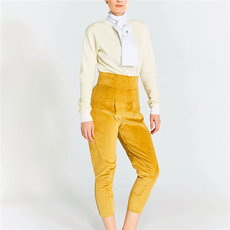 custom British Vintage Design Corduroy equestrian Breeches Corn