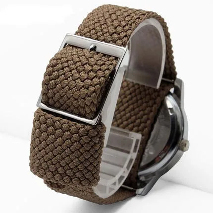 18mm 20mm 22mm 24mm 26mm Watch Band Canvas Strap Sturdy Sport Replacement for Men in Black/Blue/Army Green/Khaki Width