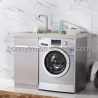 BNITM China Foshan Watetrproof Home Washing Machine Cabinet 304 Stainless Steel Laundry Cabinet Vanity