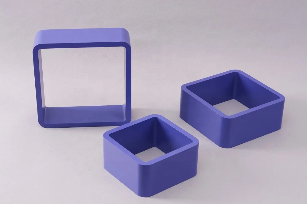 Bule High-quality Decorative Wall Square Set 3 Cube Living Room MDF Floating Display Shelf