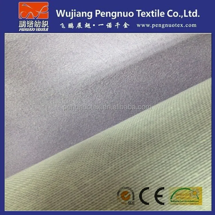 Micro fiber brushed suede backing bonded t/c fabric material for sofa and garments upholstery recycled suede fabric