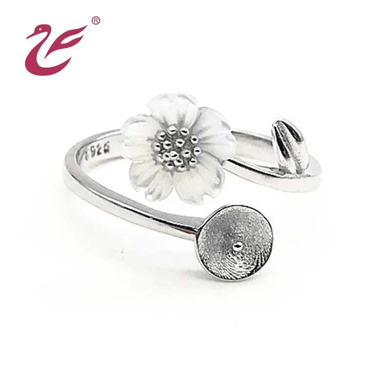 China wholesale custom african flower jewelry set bridal 925 Sterling Silver necklace earring rings shell jewelry sets