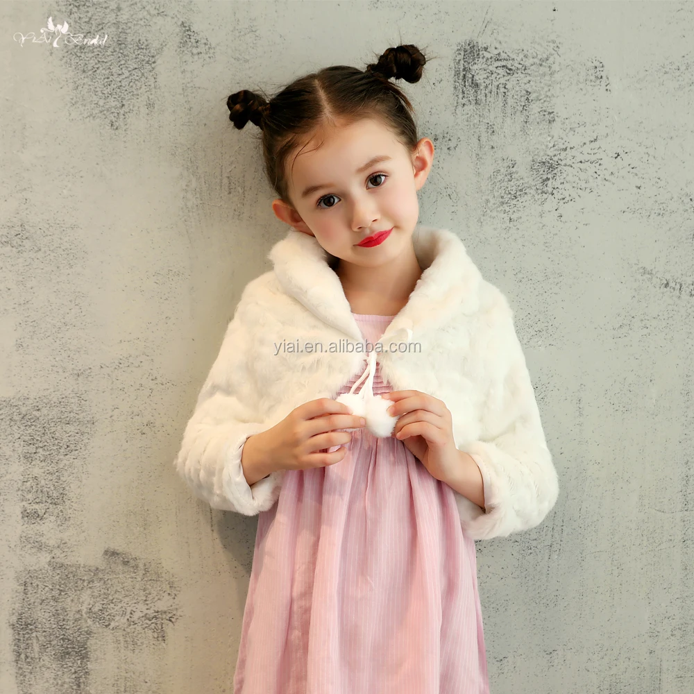 
LZP256 Lovely Fluffy White Fur Bolero Girls Winter Coat 