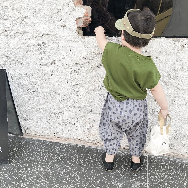 
2019 summer pastel pants for children Cotton Polka Dot Pants Jogger Pants 