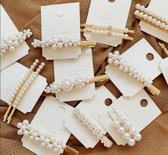 2019 New fanci multi designs gold hair clip korean pearl hairpin collections