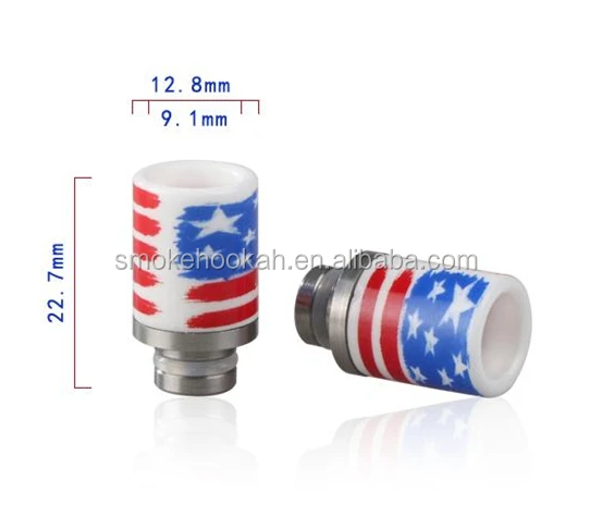 Design 510 ceramic SS vape drip tip American flag/skull printing