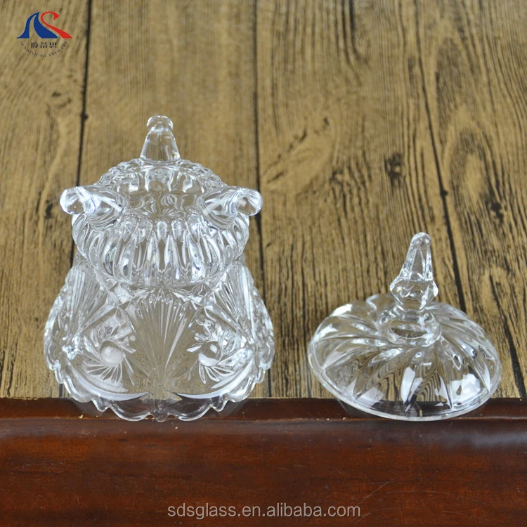 Уникальные прозрачные стеклянные контейнеры для конфет в готическом стиле с крышкой, с тиснением, европейские ветровые миски для сахара с крышкой и ножками