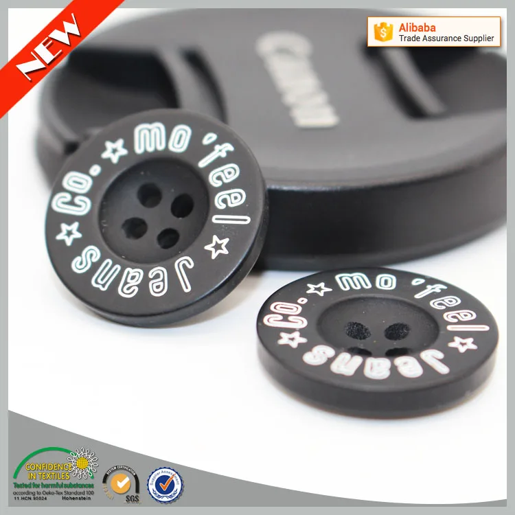 
custom brand name fancy 4 hole plastic button 