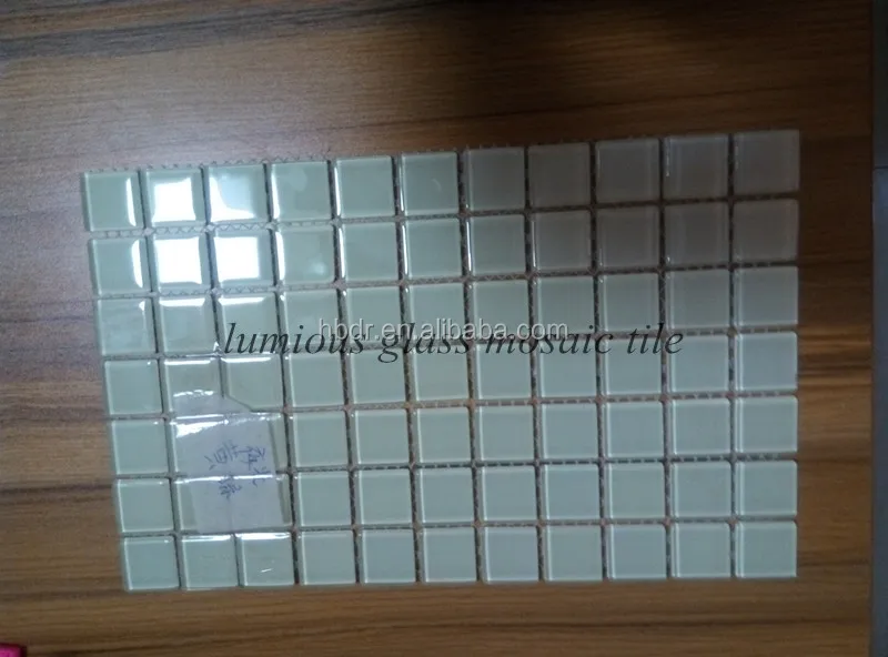 Glow in the dark luminous green solid glass swimming pool mosaic tiles