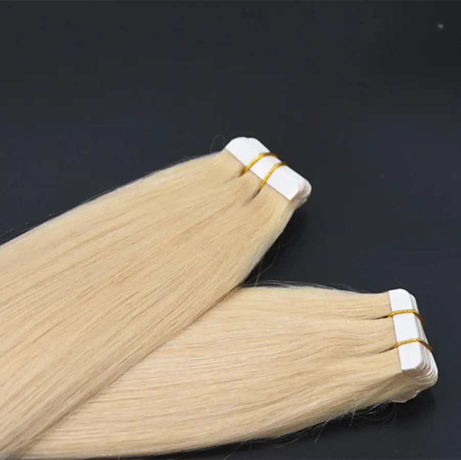 Russian blonde remy double drawn cheap invisible tape in hair extensions