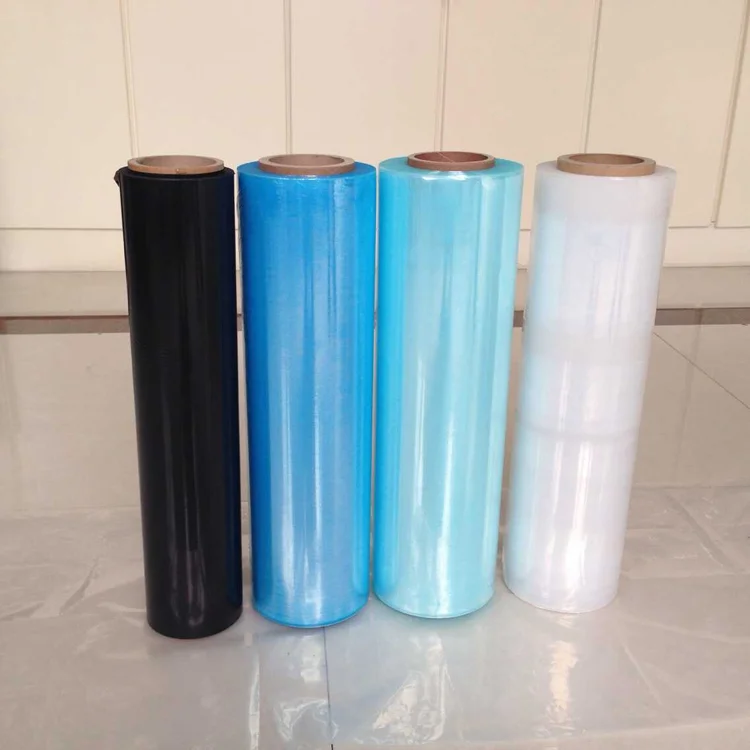 Jumbo roll plastic light blue coloured clear pe stretch film