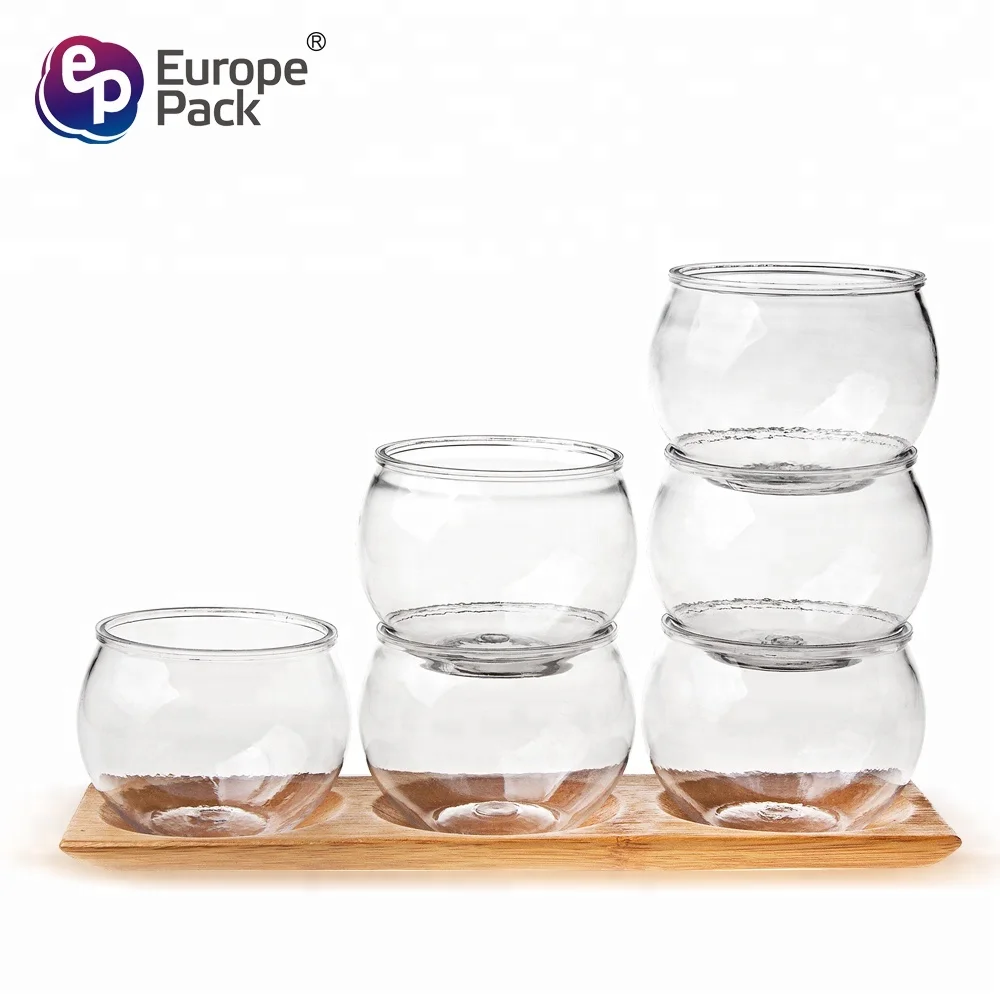 Wholesale PET Dessert cups Round Ball Shape Plastic disposable Cups for pudding