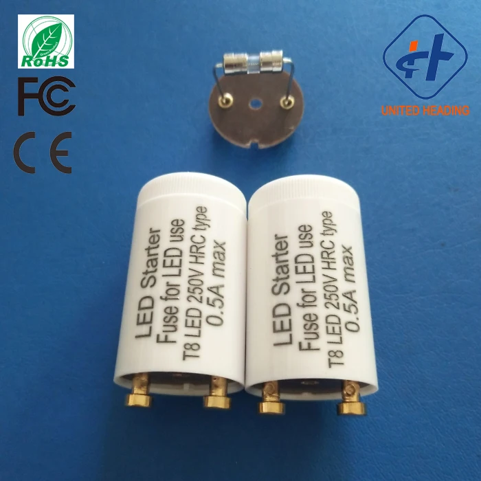 0.5A/1A/2A/2.5A fuse led lamp starter PC/PP out shell copper pin led lamp starter with fuse