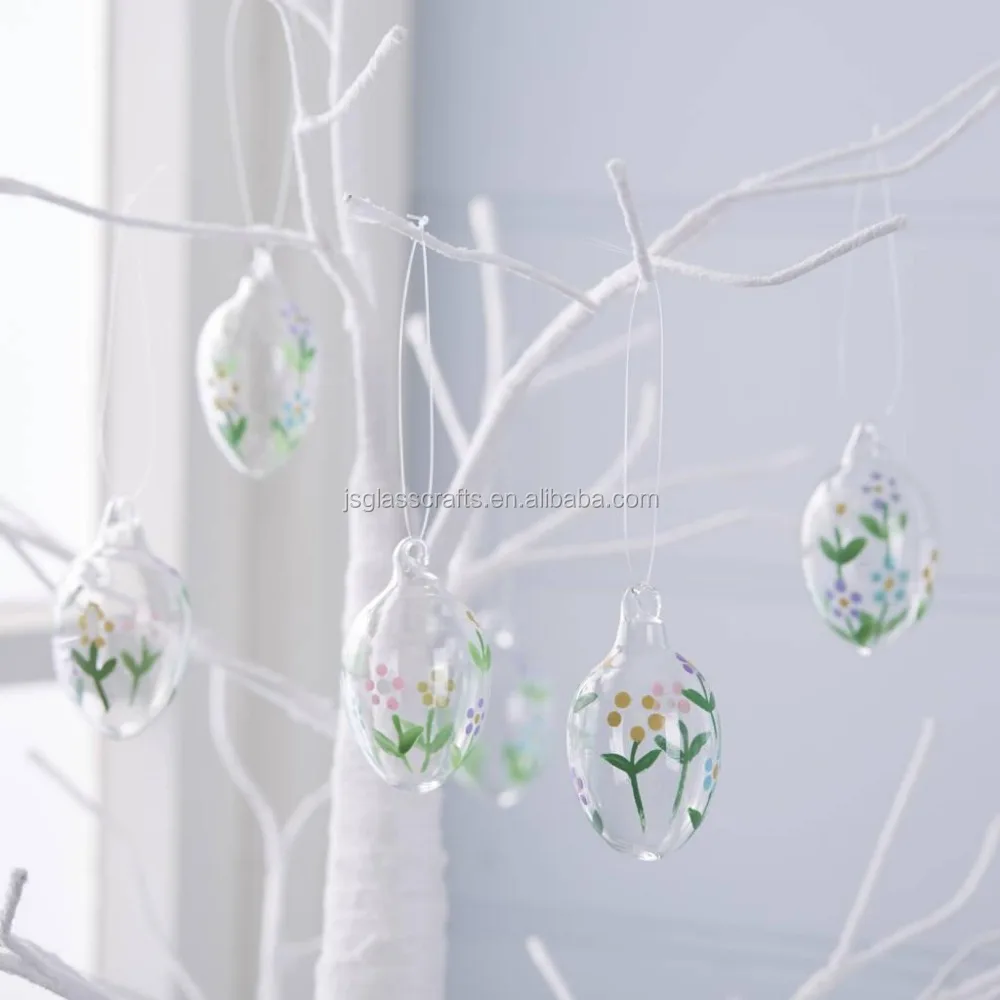 A set of handpainted flower decorative glass easter egg for sale