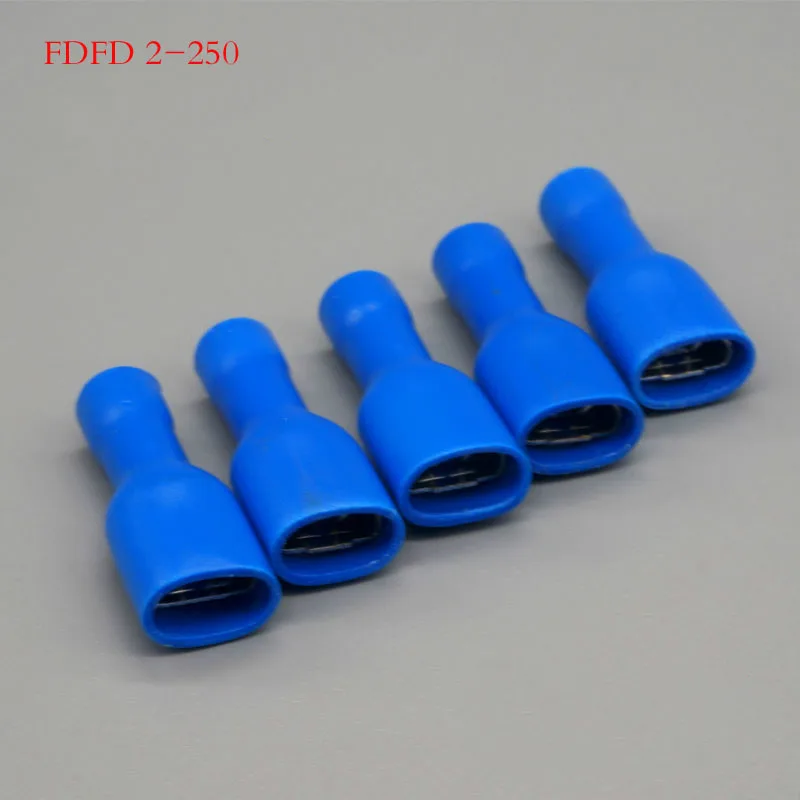 FDFD2-250 insulating Female Insulated Electrical Crimp Terminal 6.3mm Connectors Cable Wire Connector FDFD