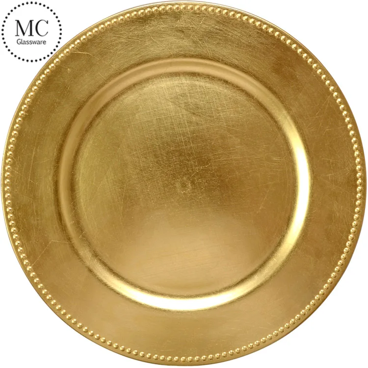 Disposable golden plastic charger plates wholesale
