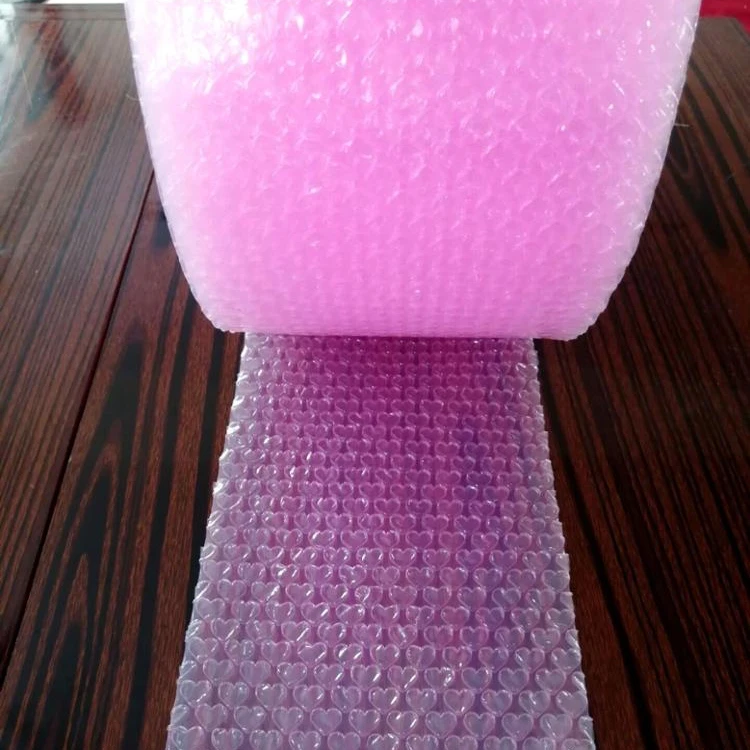 Factory cutting Heartshaped cushioning wrap plastic pink air bubble sheet/bubble roll