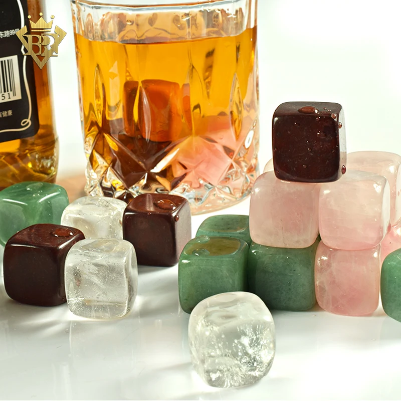 Colorful Semi Precious Whiskey Rocks Reusable Whisky Stones