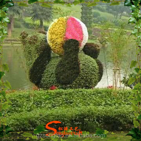 Home Designs Artificial Plant Vertical Garden with panda Topiary