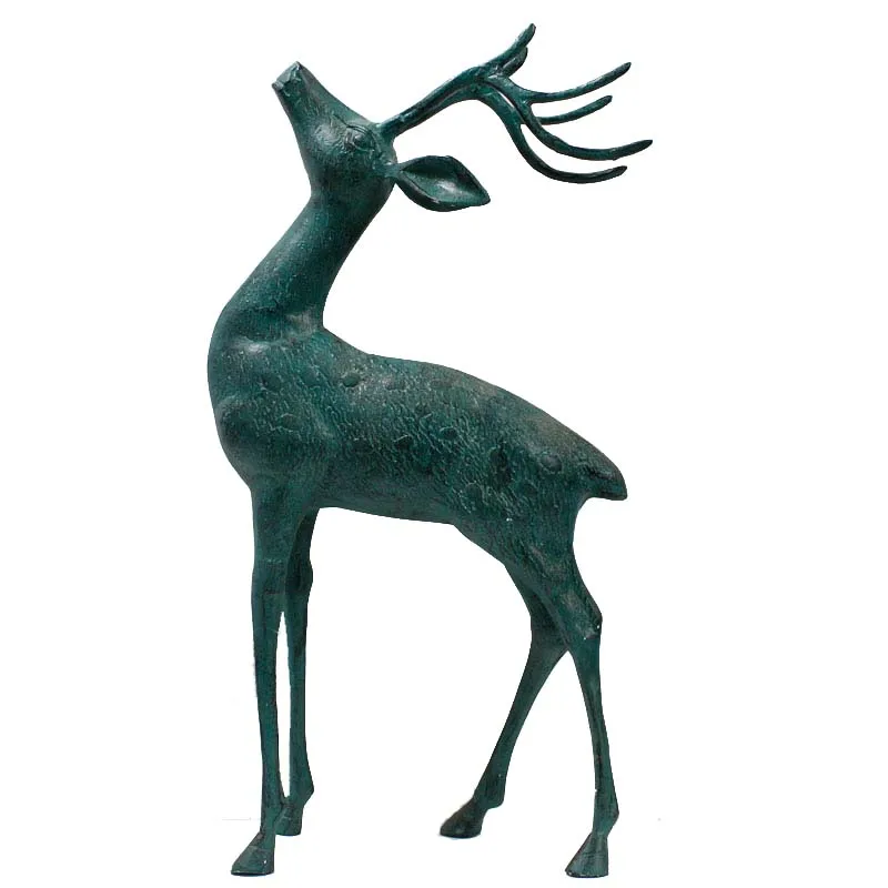 Handmade metal bronze deer shaped garden sculpture