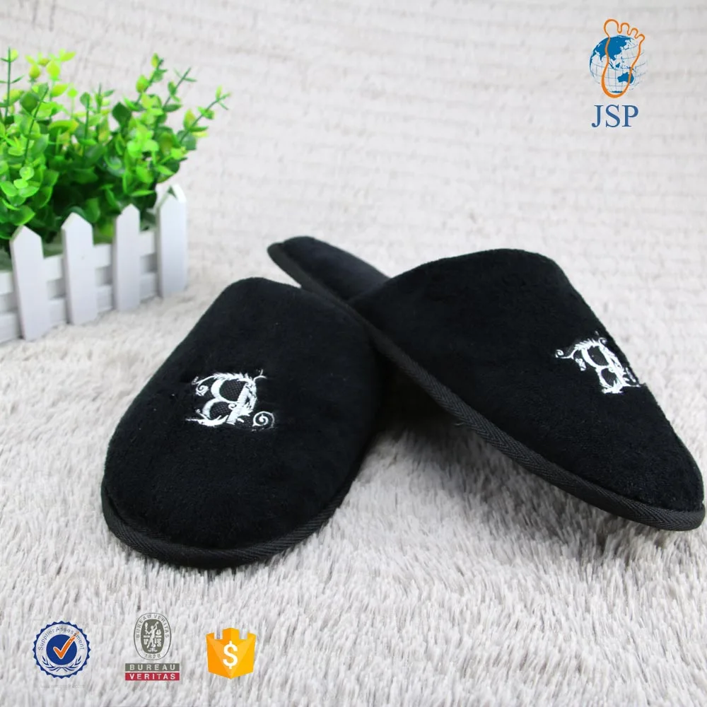 
black velvet disposable women bathroom slippers for hotel 