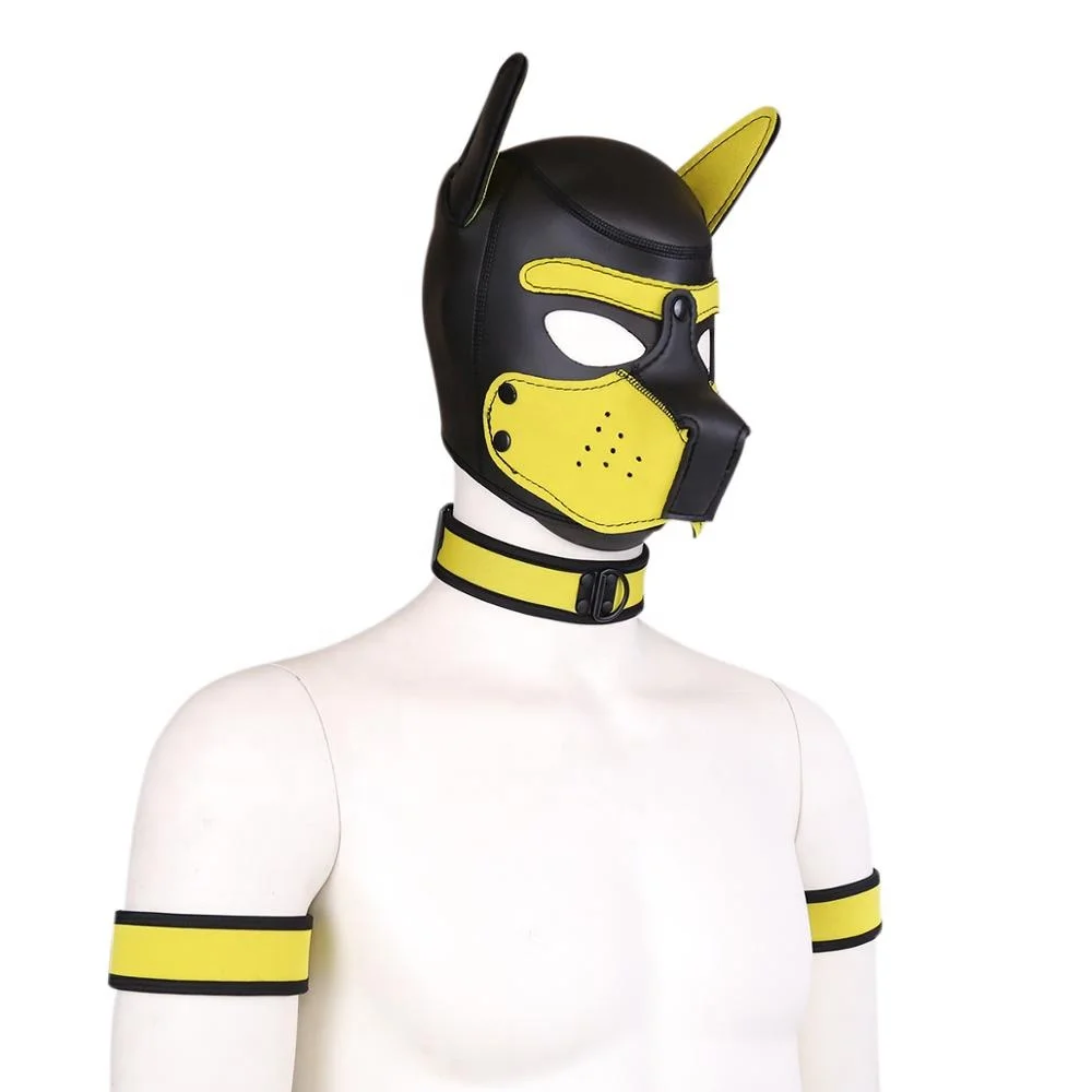 10 Colors Factory BDSM Bondage Hood Neoprene Puppy Hood  Bold Color Armband Cobalt Collar 3 Set
