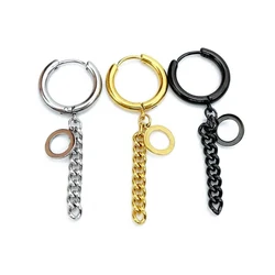 Body Jewelry Men Stainless Steel Fashion Earring Hoop with Chain