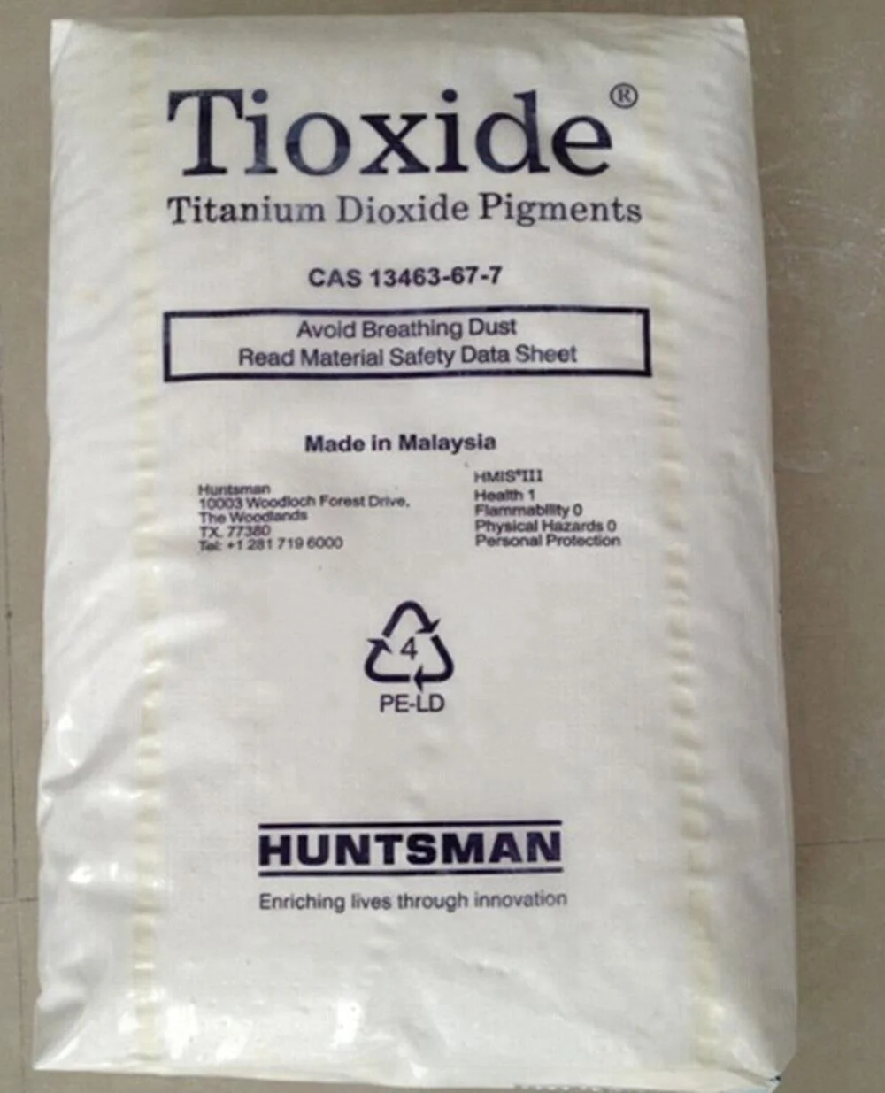 
Rutile Grade TiO2 White Powder Titanium Dioxide Pigment for Polyolefins, Styrenics, Polymer Venator Tioxide Huntsman R-FC5 