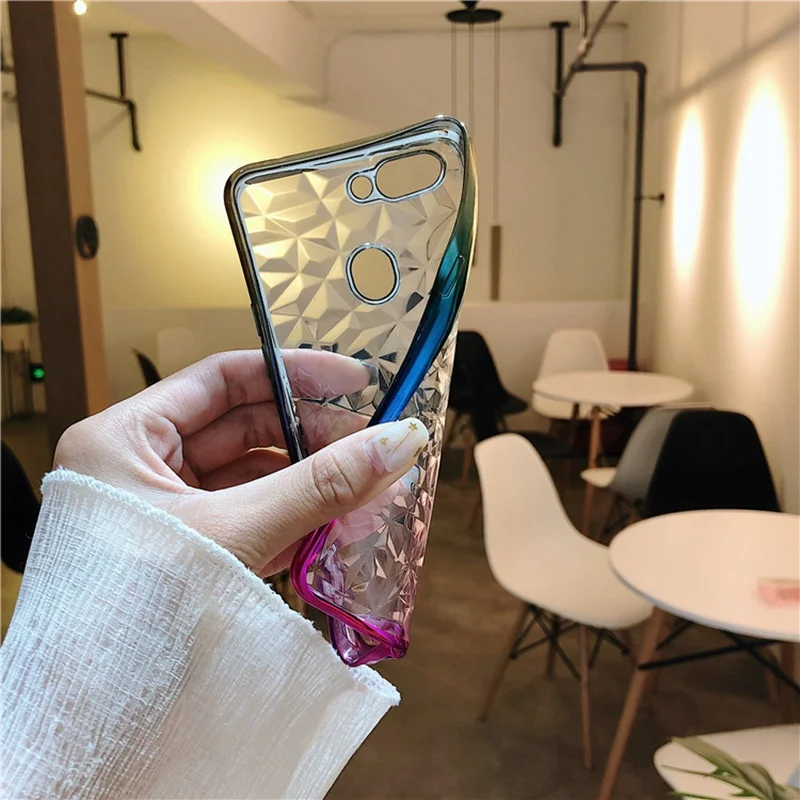 Simple 3D Gradient Plating Soft TPU Phone Case For OPPO A3 A5 A71 A83/A1 F7 F9 Pro R15 Pro Dream A77 F5 Youth/A73 R11S Plus