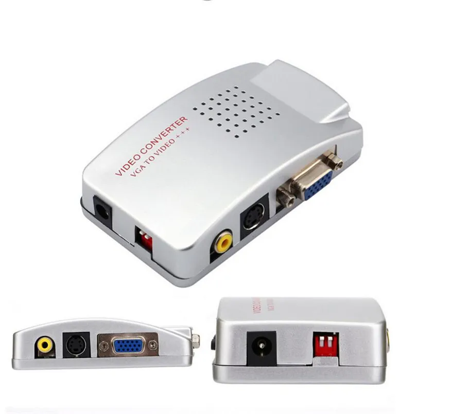 VGA TO TV Video S-video AV RCA Converter Adapter Box VGA to AV Signal Composite for PC Laptop Computer CCTV