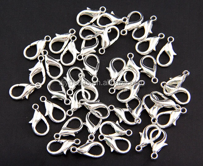 Wholesale Silver Plated Lobster Clasp 10mm Alloy Necklace Clasps