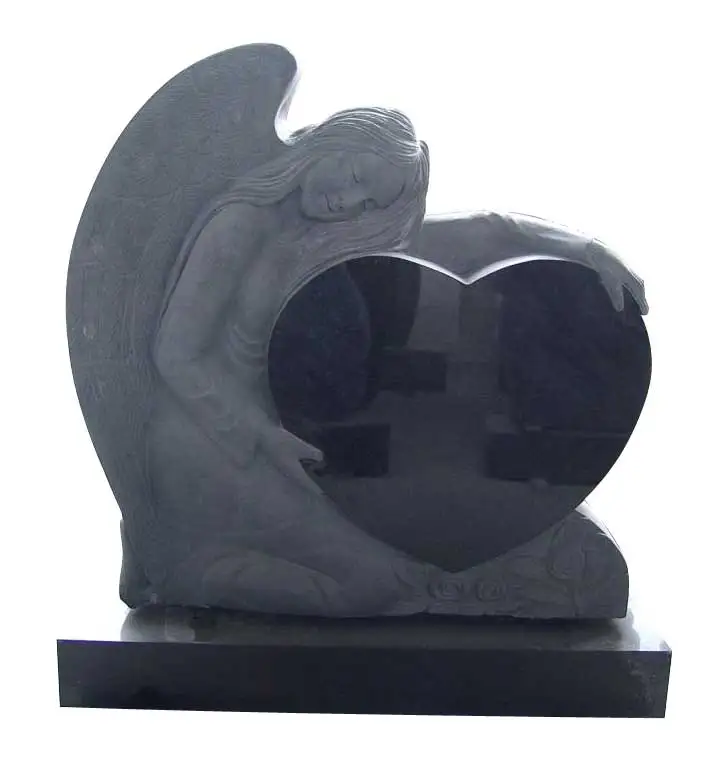 JK Customized Heart Shaped Headstone Carving Angel Gravestone