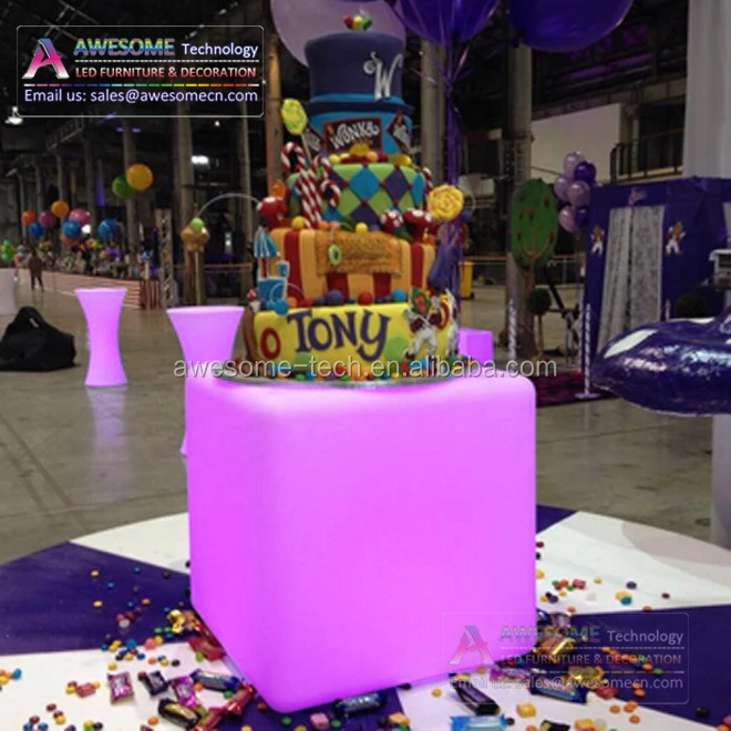 Waterproof Outdoor Bar And Lounge Furniture Rgb Color Changing Plastic 3d Led Glowing Cube Illuminated Dice Chair