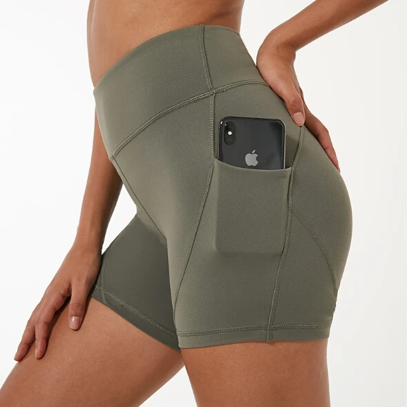 OEM athletic wear fitness shorts with pocket for women yoga