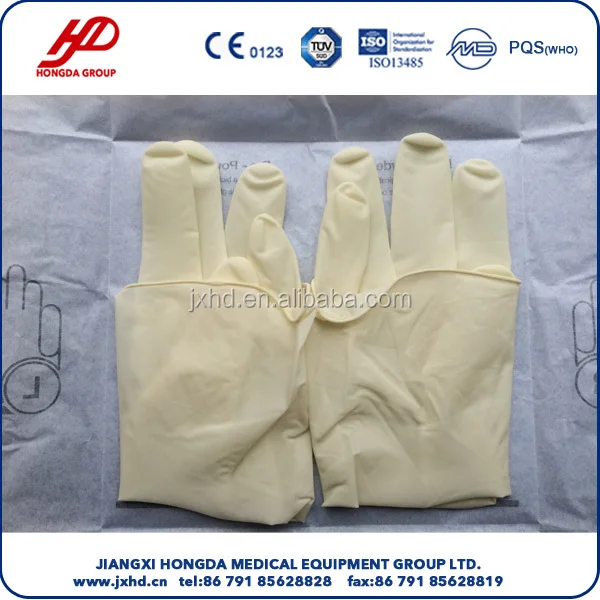 Sterile powder surgical glove for single use