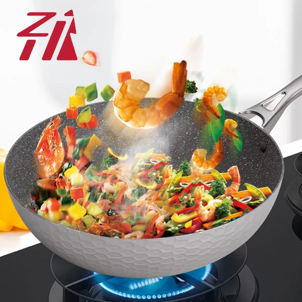 Hot Selling forged aluminium non stick Wok with lid