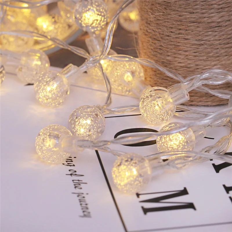 Гирлянда с USB, 5 м, 40 светодиодов, хрустальные Пузырьковые шарики, сказочные огни для спальни, сада, Рождества, свадьбы, вечеринки, праздничное украшение