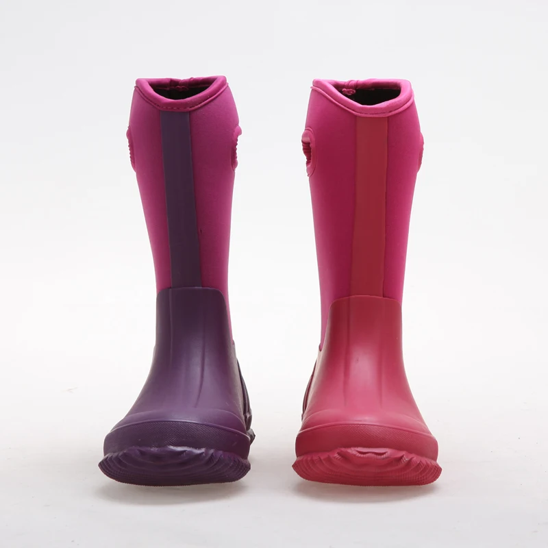 Children Kids Rain Boots Manufacturer Factory PVC Neoprene Cotton Fabric Customized OEM Unisex Rubber Waterproof Crock Boots